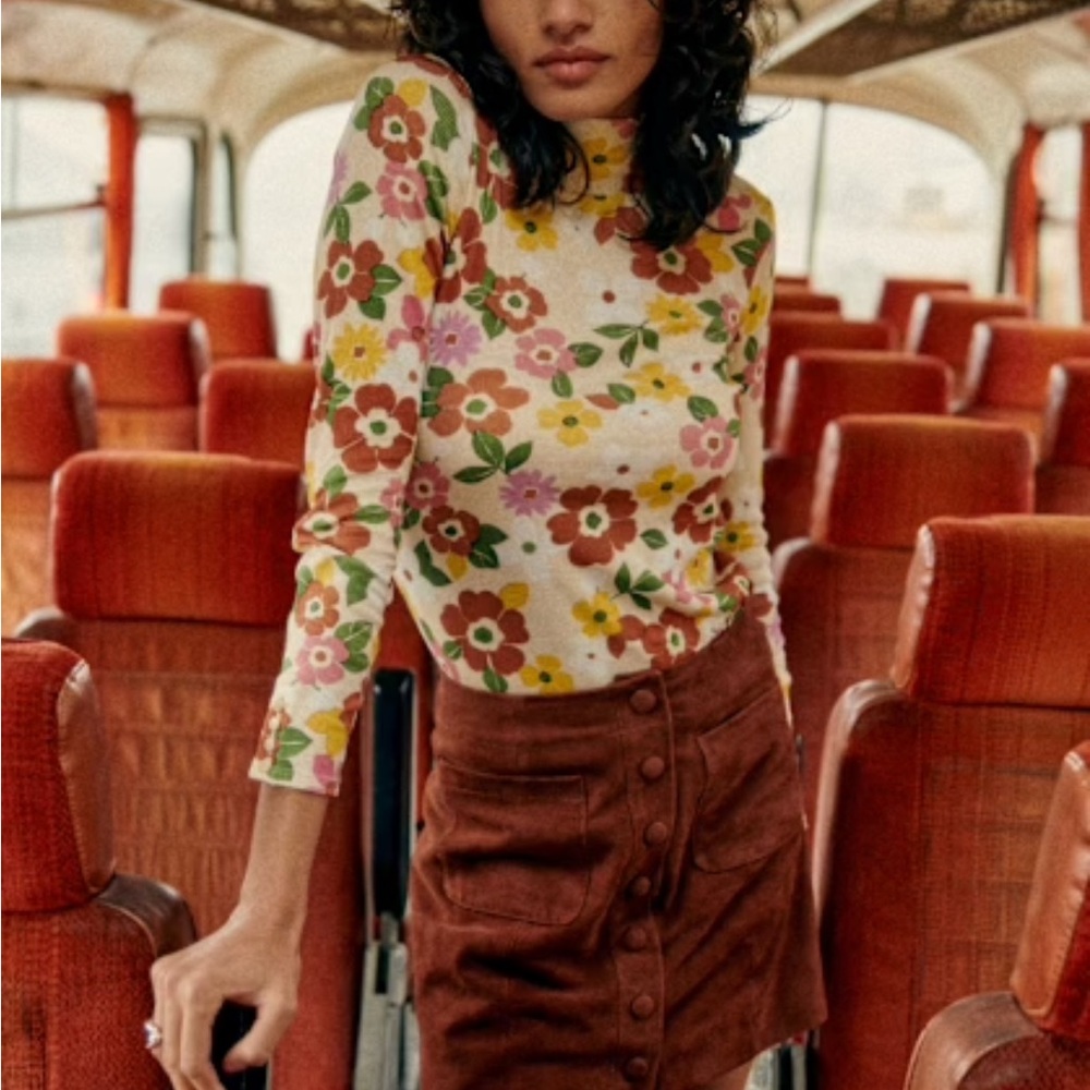 Sezane Floral Long Sleeve Tee - Multicolor